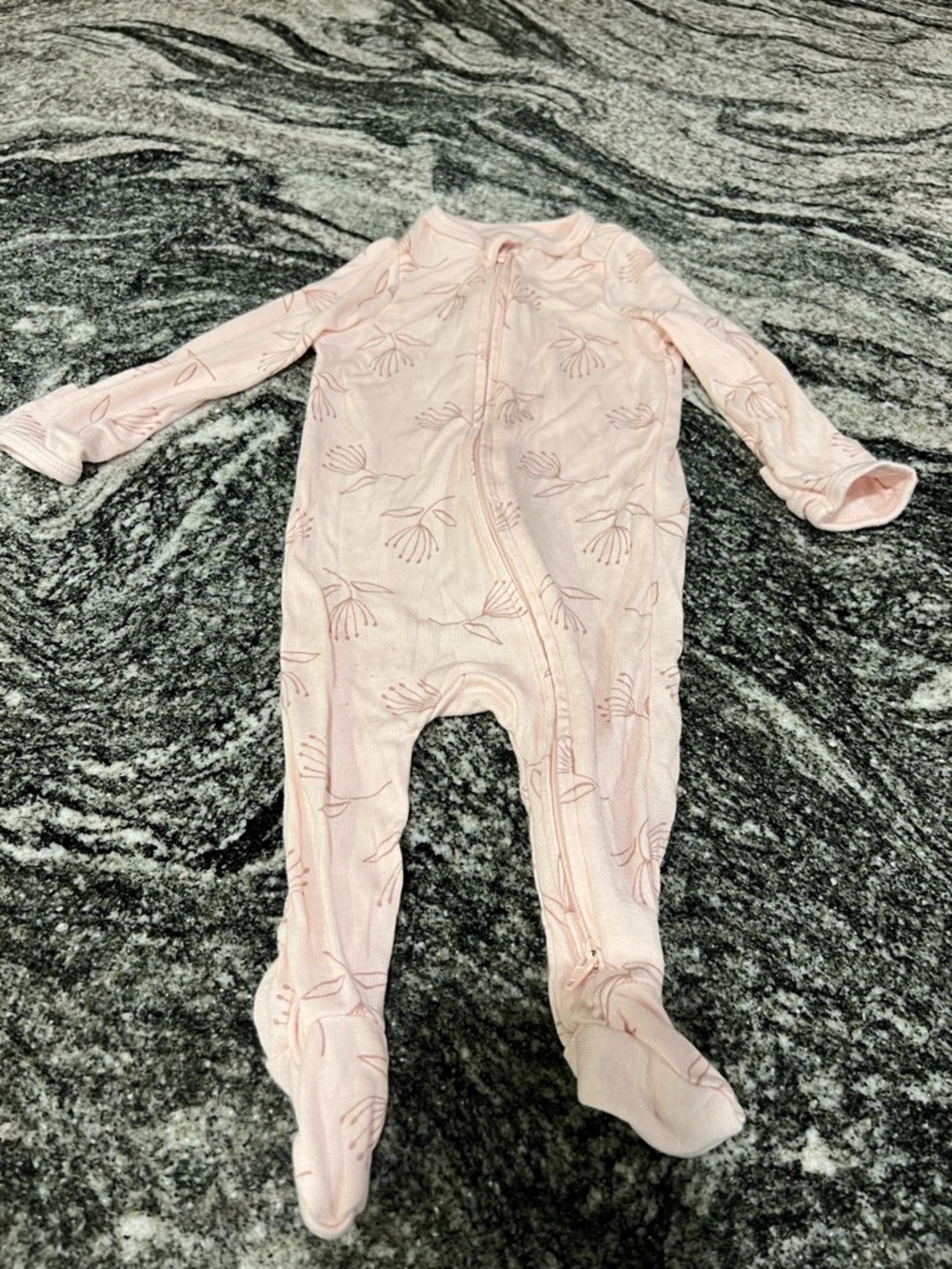 cloud island Light Pink Floral Footed One-Piece